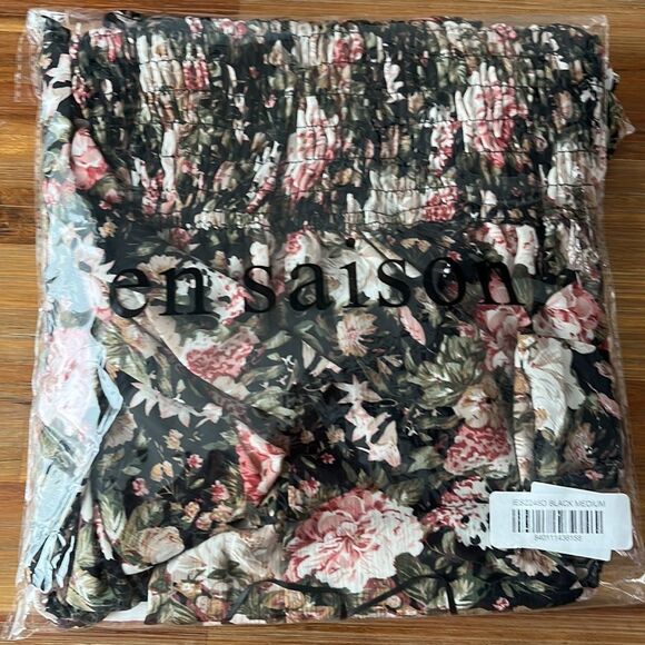 En Saison Kiko Midi Floral Print Retro V-Neck Short Sleeves Dress M NWT - Picture 8 of 8